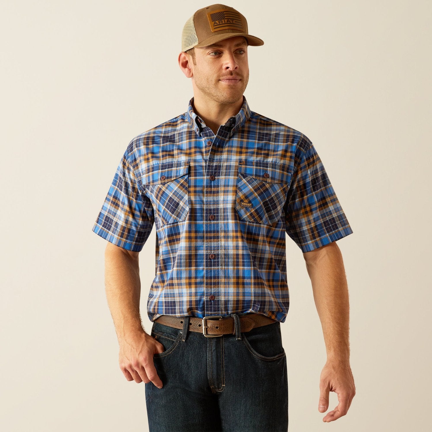Ariat Men's Made Tough Durastretch Button-Down Short Sleeve Work Shirt - Work World - Workwear, Work Boots, Safety Gear