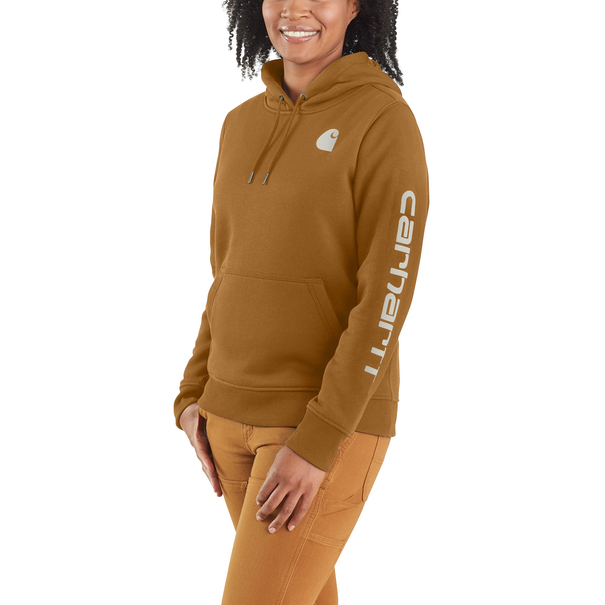 Carhartt Women's Clarksburg Graphic Sleeve Hoodie_Carhartt Brown - Work World - Workwear, Work Boots, Safety Gear