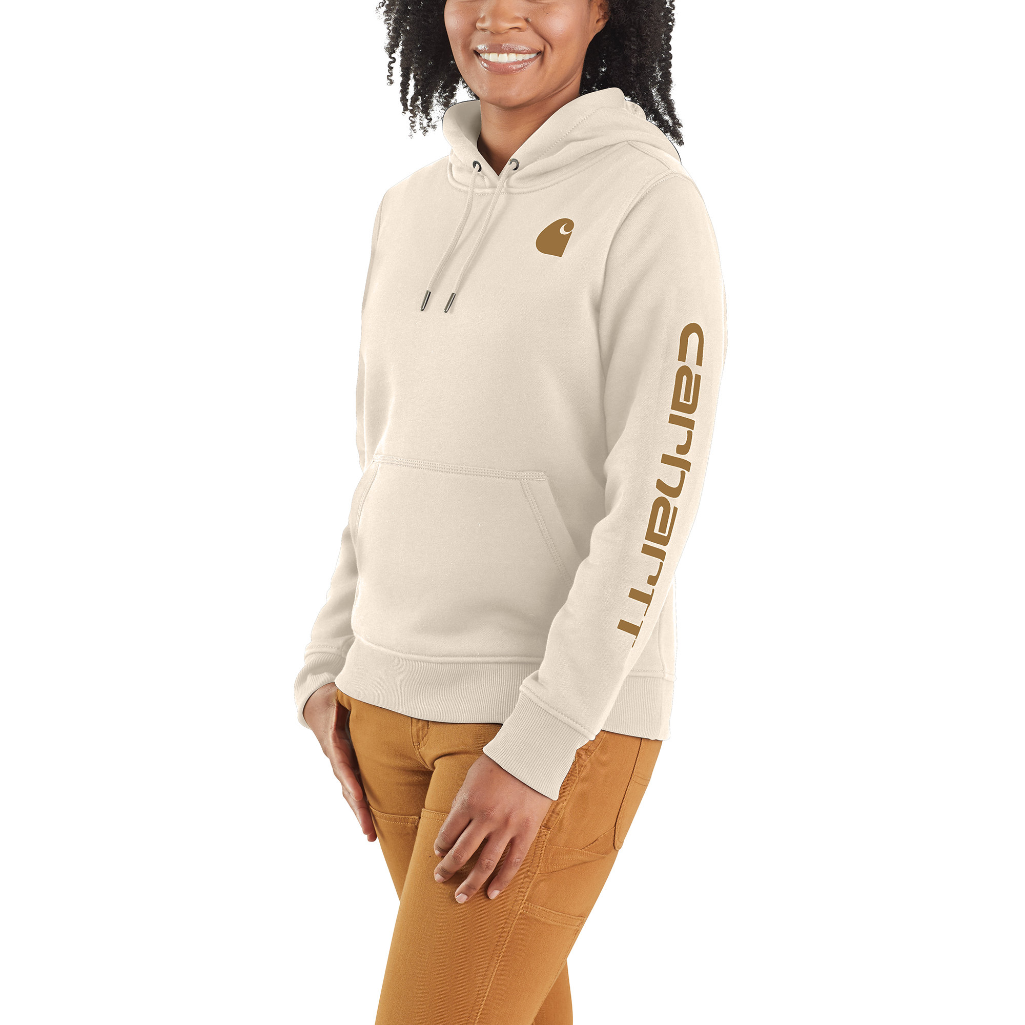 Carhartt Women's Clarksburg Graphic Sleeve Hoodie_Malt/Carhartt Brown - Work World - Workwear, Work Boots, Safety Gear