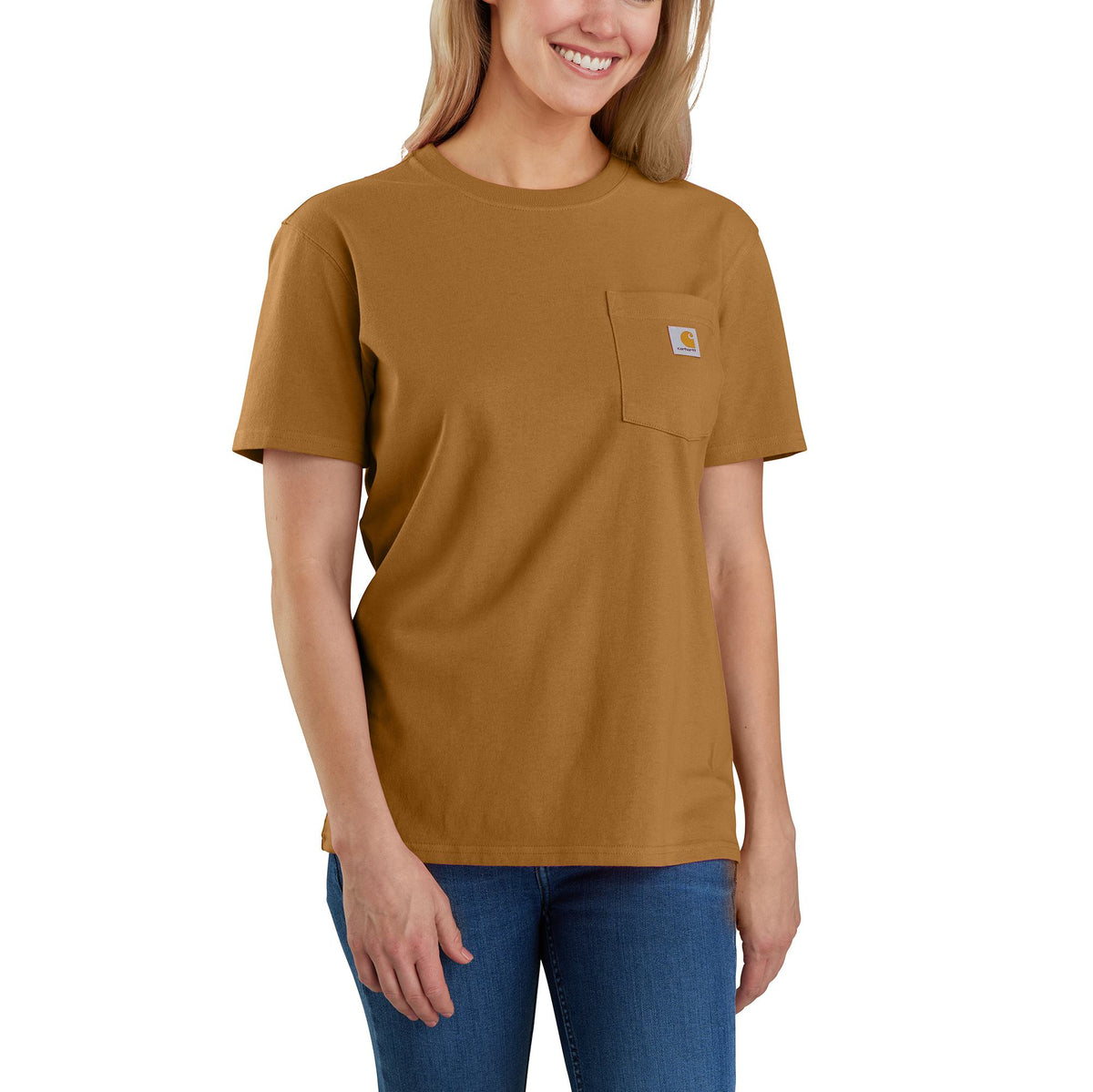 Carhartt Women&#39;s Short Sleeve Pocket T-Shirt_Carhartt Brown - Work World - Workwear, Work Boots, Safety Gear