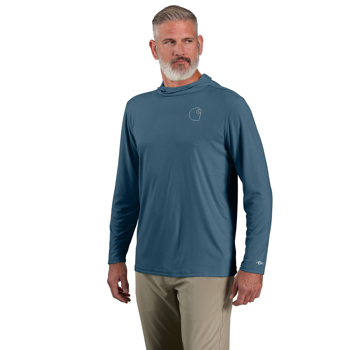 Carhartt Men&#39;s Force Sun Defender Hooded Logo Long Sleeve T-Shirt - Work World - Workwear, Work Boots, Safety Gear