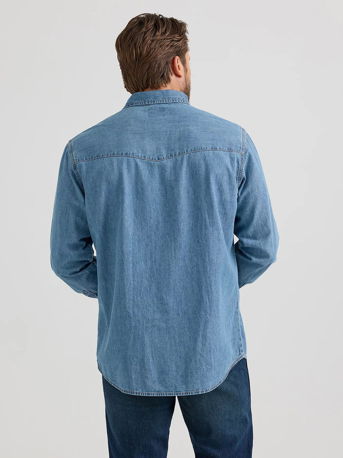 Wrangler Men&#39;s Denim Chest Pocket Snap-Front Long Sleeve Work Shirt - Work World - Workwear, Work Boots, Safety Gear