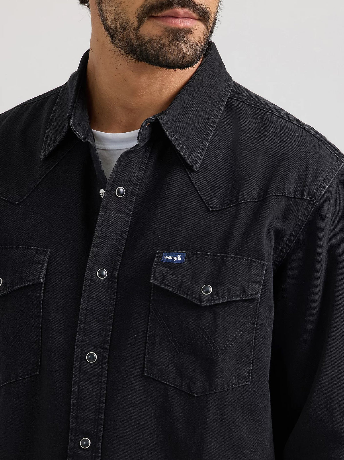 Wrangler Men&#39;s Denim Snap-Front Long Sleeve Work Shirt - Work World - Workwear, Work Boots, Safety Gear