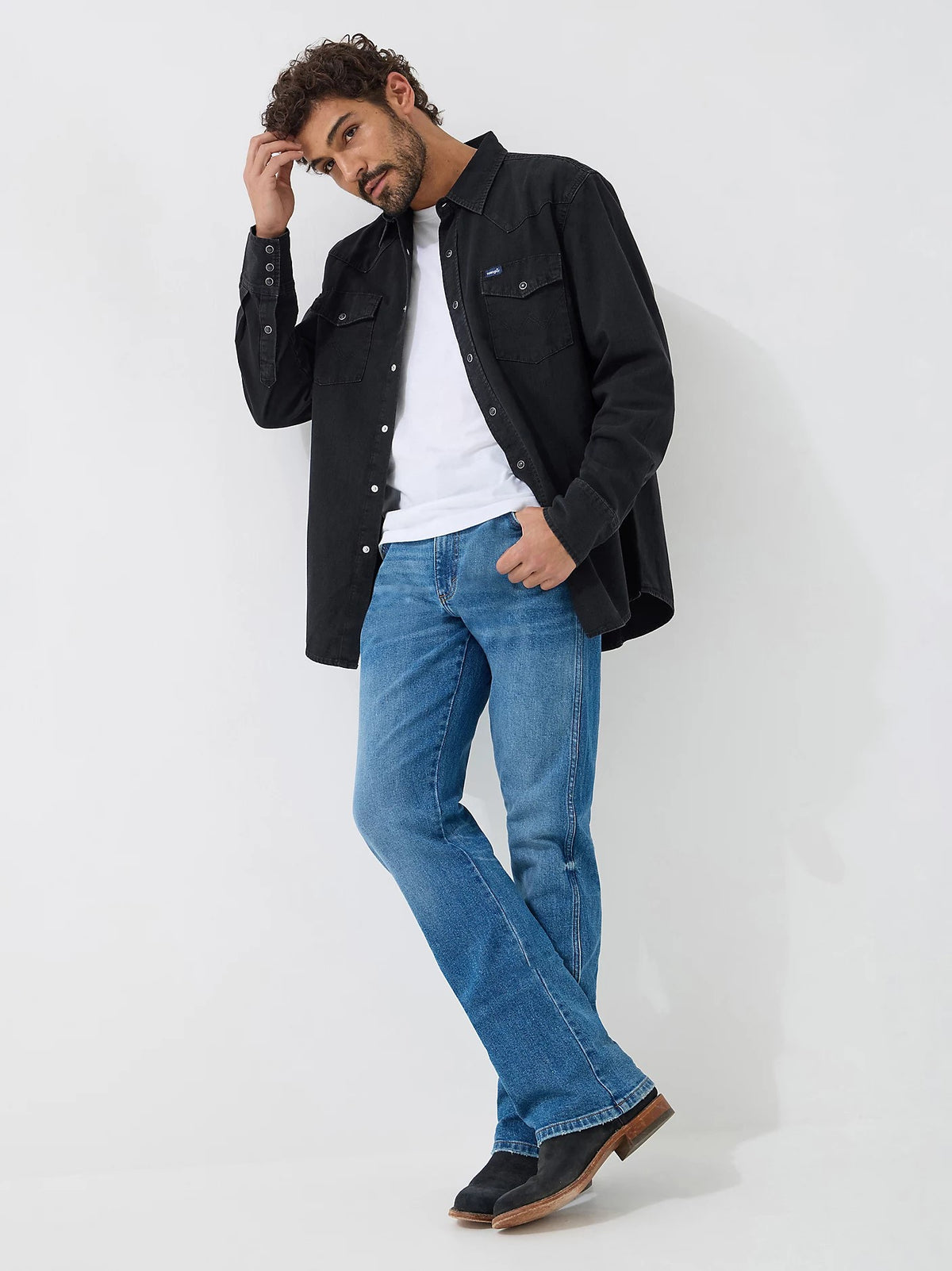 Wrangler Men&#39;s Denim Snap-Front Long Sleeve Work Shirt - Work World - Workwear, Work Boots, Safety Gear