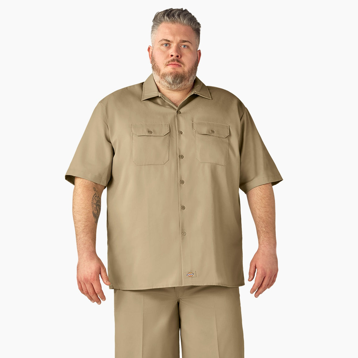 Dickies Men&#39;s Short Sleeve Work Shirt_Khaki - KEEP OFFLINE, PFAS - Work World - Workwear, Work Boots, Safety Gear