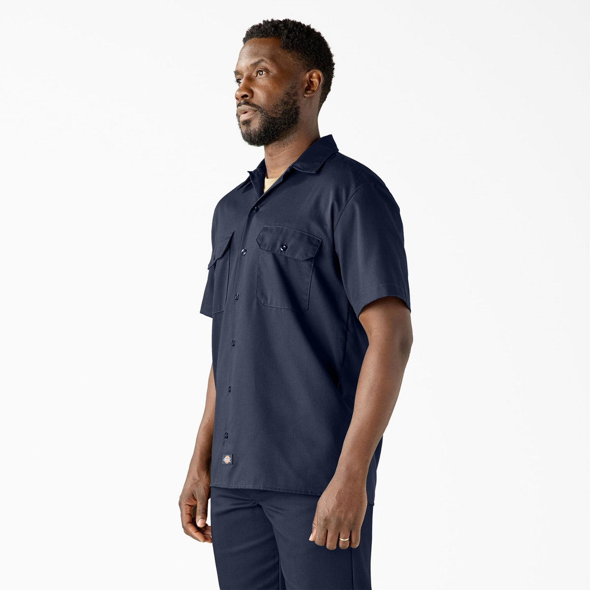 Dickies Men&#39;s Short Sleeve Work Shirt_Navy - KEEP OFFLINE, PFAS - Work World - Workwear, Work Boots, Safety Gear