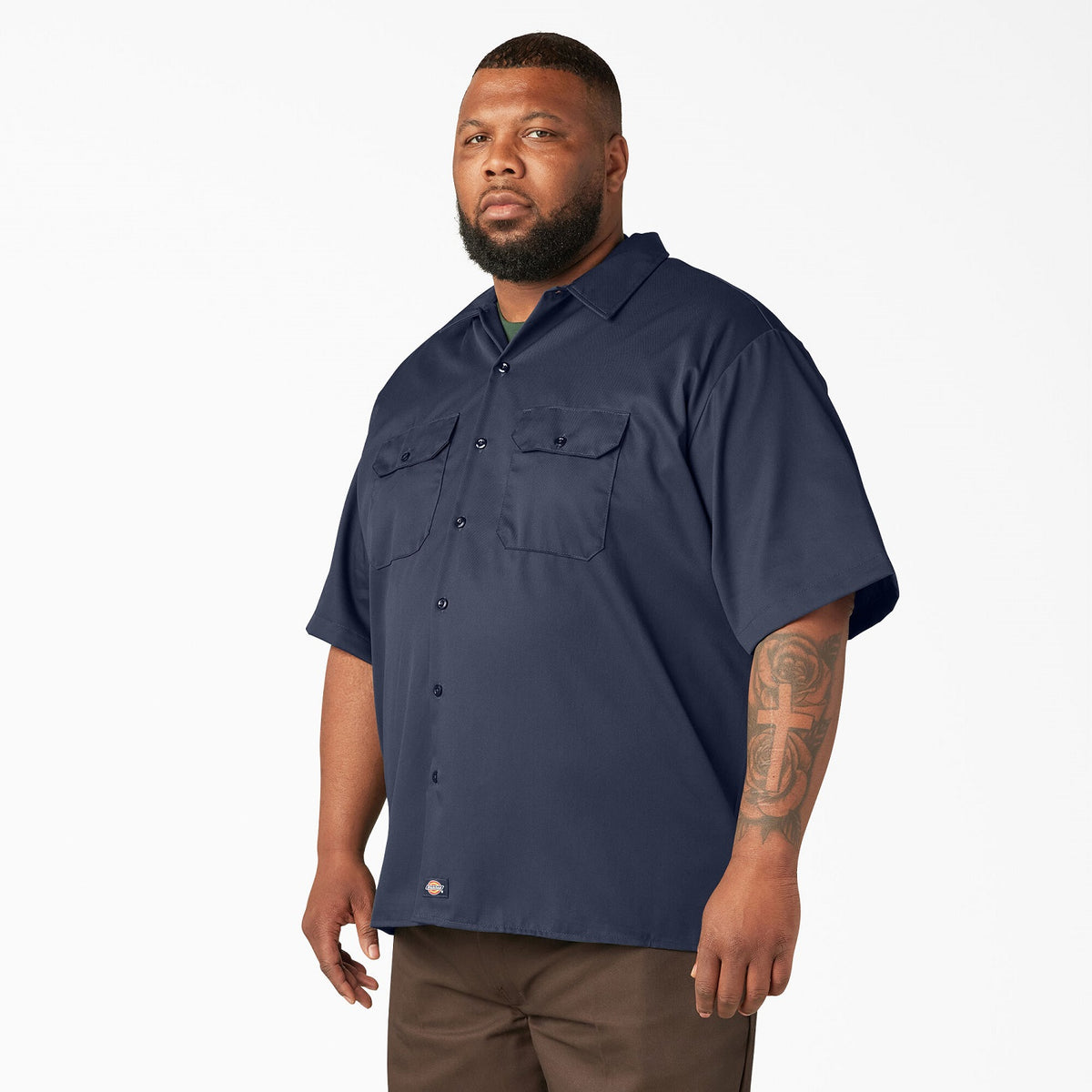 Dickies Men&#39;s Short Sleeve Work Shirt_Navy - KEEP OFFLINE, PFAS - Work World - Workwear, Work Boots, Safety Gear