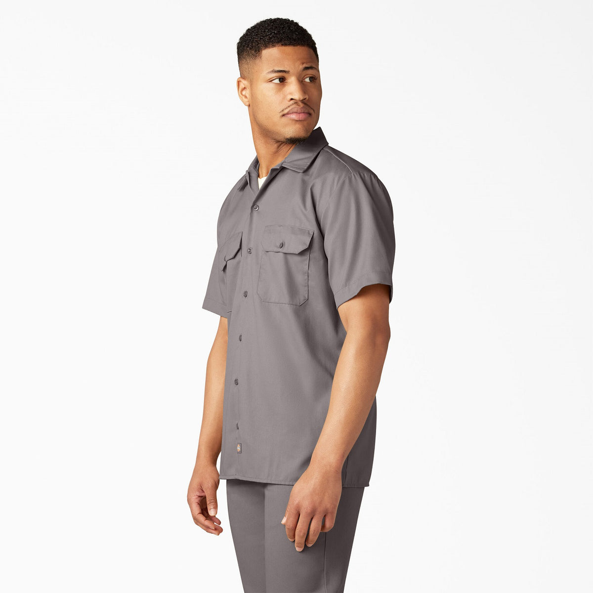 Dickies Men&#39;s Short Sleeve Work Shirt_Silver - KEEP OFFLINE, PFAS - Work World - Workwear, Work Boots, Safety Gear