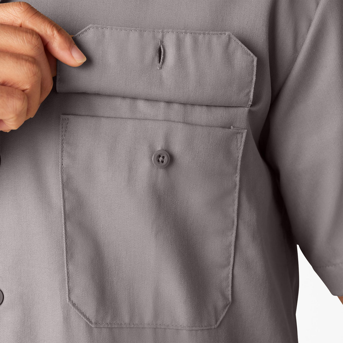 Dickies Men&#39;s Short Sleeve Work Shirt_Silver - KEEP OFFLINE, PFAS - Work World - Workwear, Work Boots, Safety Gear