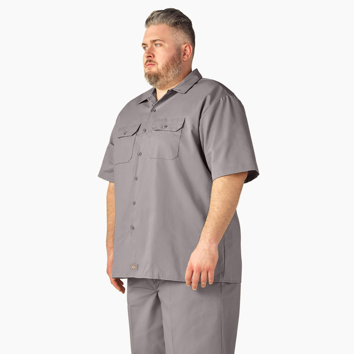 Dickies Men&#39;s Short Sleeve Work Shirt_Silver - KEEP OFFLINE, PFAS - Work World - Workwear, Work Boots, Safety Gear