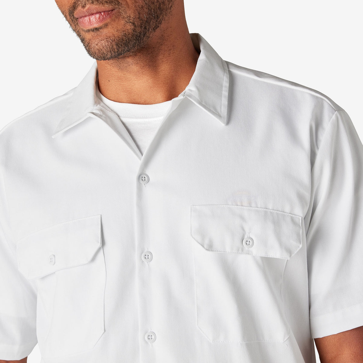 Dickies Men&#39;s Short Sleeve Work Shirt_White - KEEP OFFLINE, PFAS - Work World - Workwear, Work Boots, Safety Gear