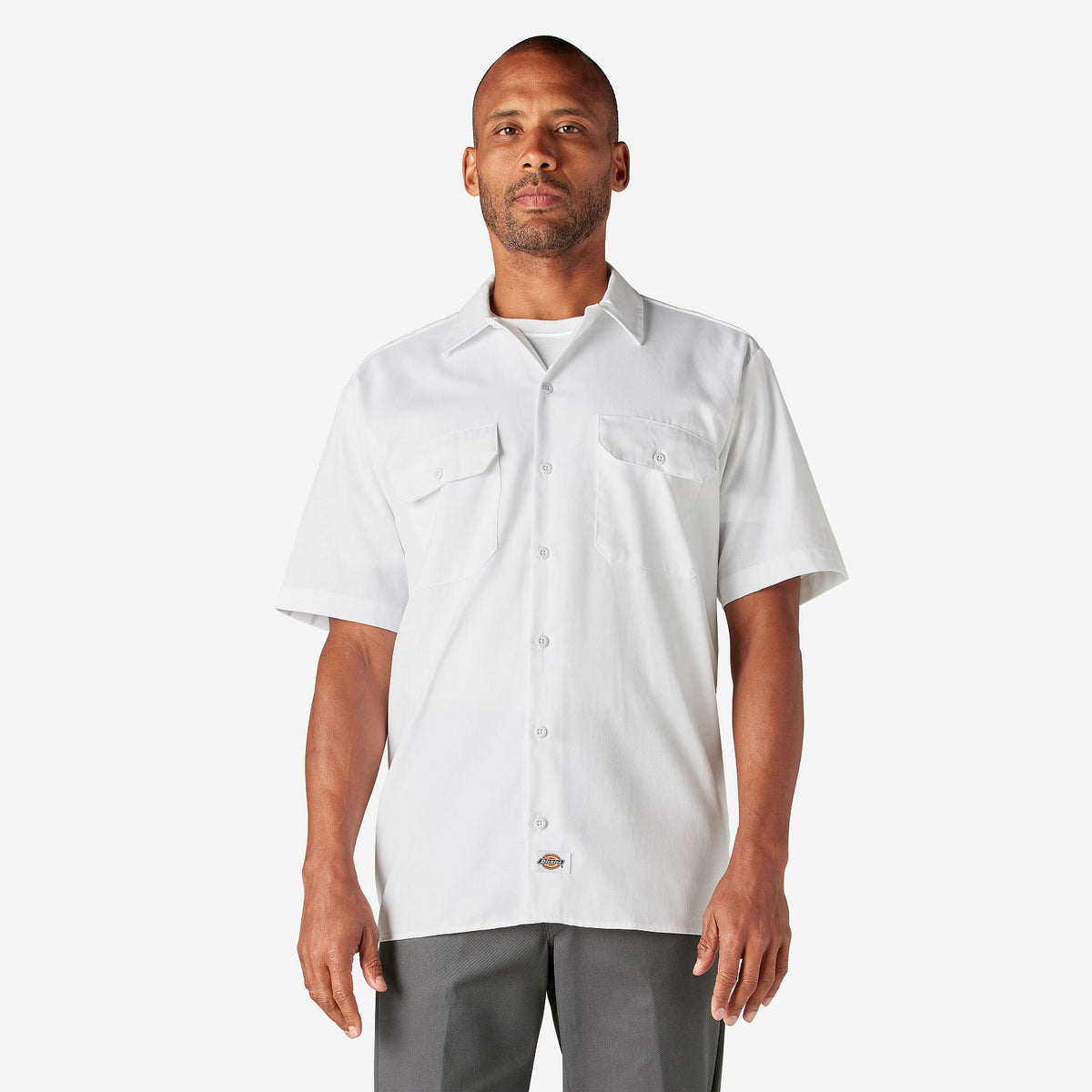 Dickies Men&#39;s Short Sleeve Work Shirt_White - KEEP OFFLINE, PFAS - Work World - Workwear, Work Boots, Safety Gear