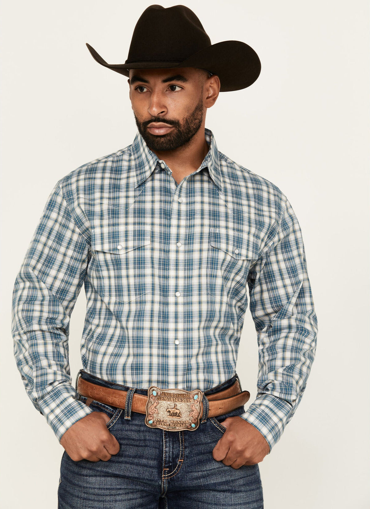 Wrangler Men&#39;s Wrinkle Resist Snap-Up Plaid Long Sleeve Work Shirt - Work World - Workwear, Work Boots, Safety Gear