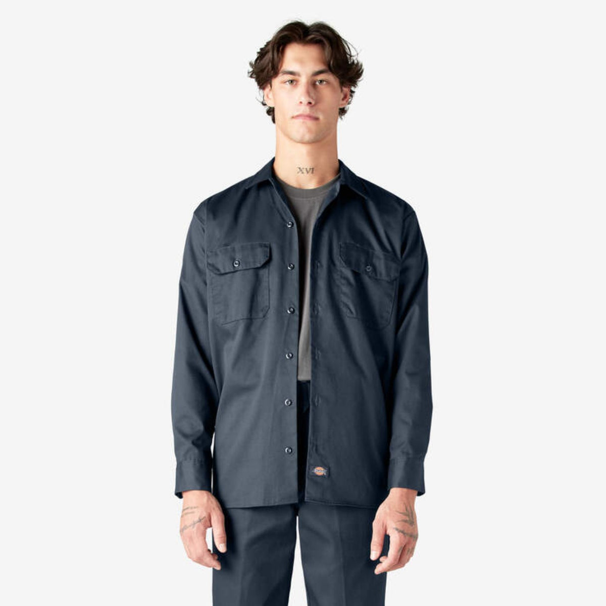 Dickies Men&#39;s Button-Down Chest Pocket Long Sleeve Work Shirt - Work World - Workwear, Work Boots, Safety Gear