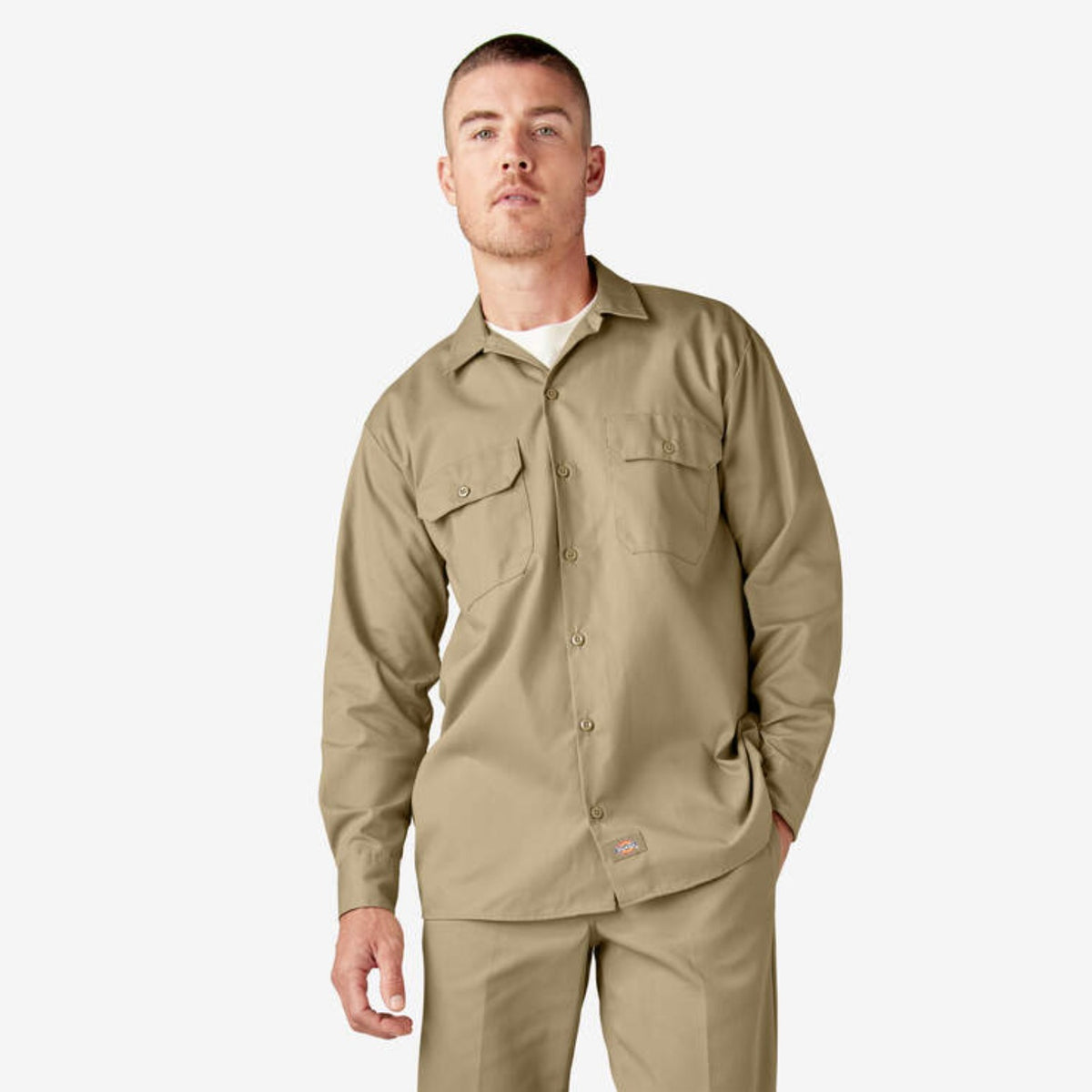 Dickies Men&#39;s Button-Down Chest Pocket Long Sleeve Work Shirt - Work World - Workwear, Work Boots, Safety Gear