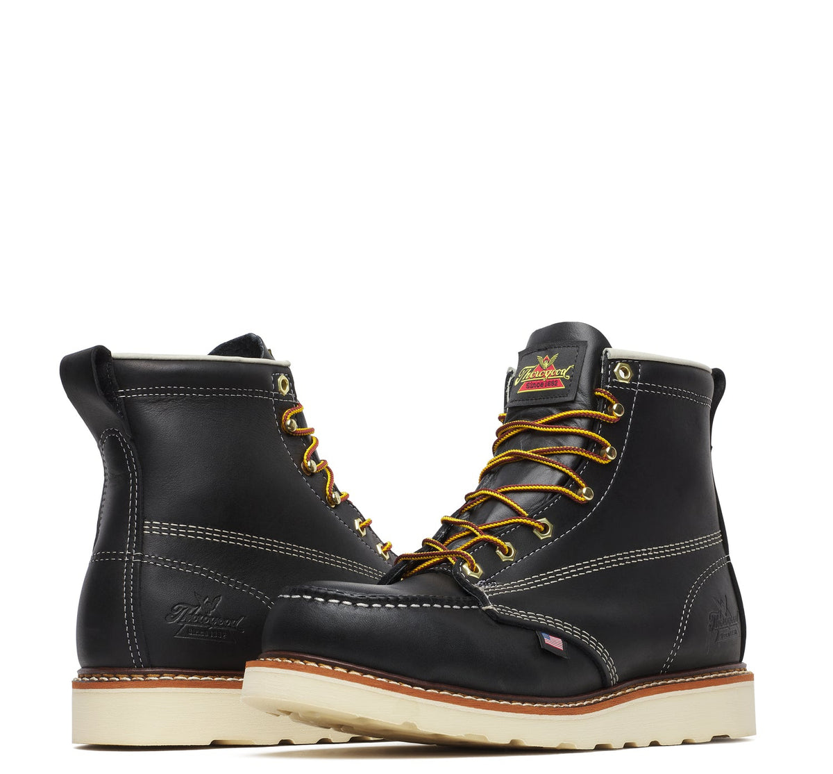 Thorogood Men&#39;s American Heritage MAXWear Wedge 6&quot; Steel Toe Work Boot_Black - Work World - Workwear, Work Boots, Safety Gear