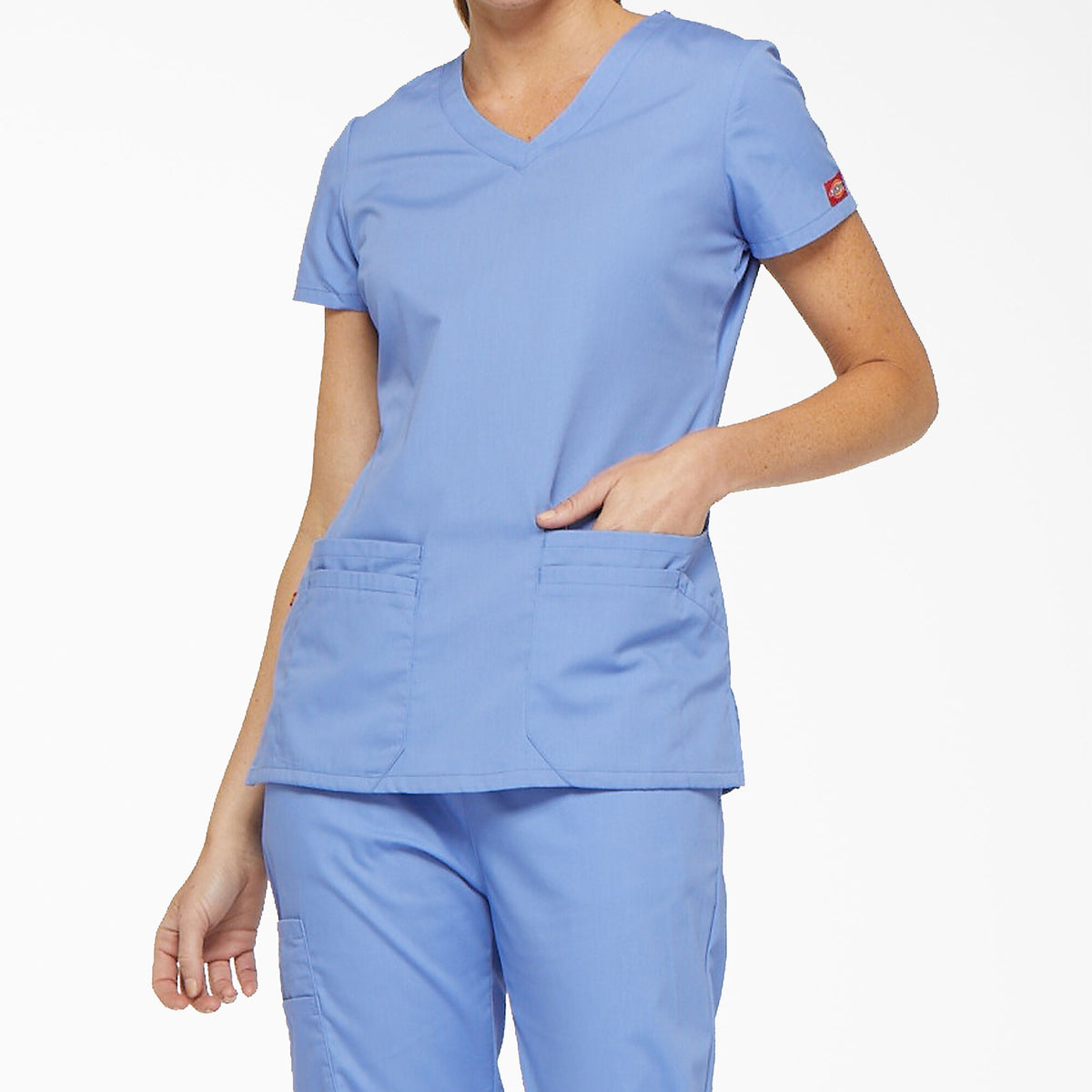 Dickies Women&#39;s EDS Signature V-Neck Scrub Top_Ciel Blue - Work World - Workwear, Work Boots, Safety Gear