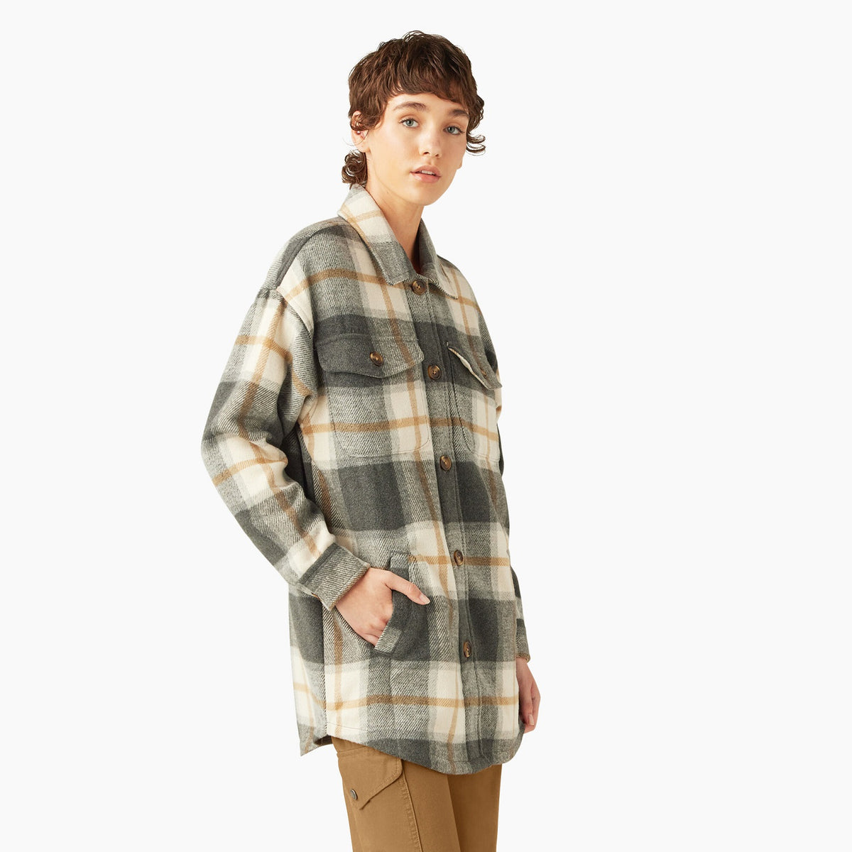 Dickies Women&#39;s Flannel Oversized Plaid Shirt Jac - Work World - Workwear, Work Boots, Safety Gear