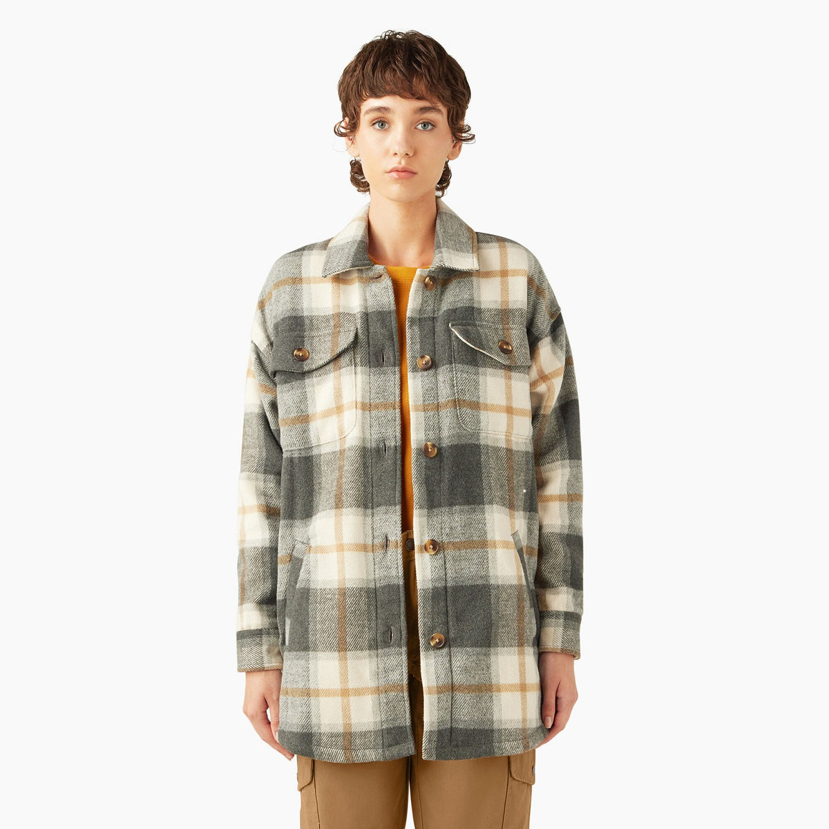 Dickies Women&#39;s Flannel Oversized Plaid Shirt Jac - Work World - Workwear, Work Boots, Safety Gear