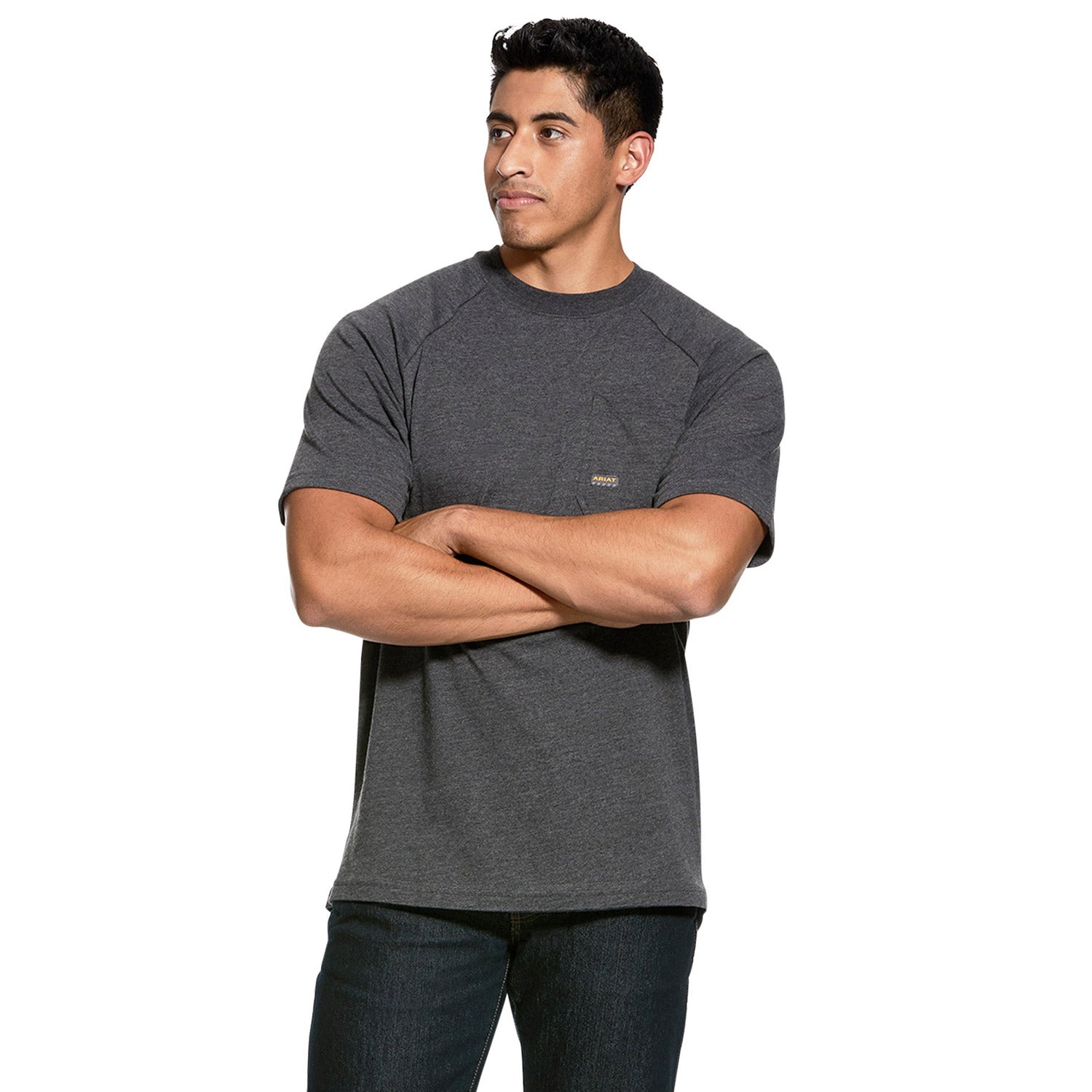 Ariat Men's Rebar CottonStrong T-Shirt_Charcoal Heather - Work World - Workwear, Work Boots, Safety Gear