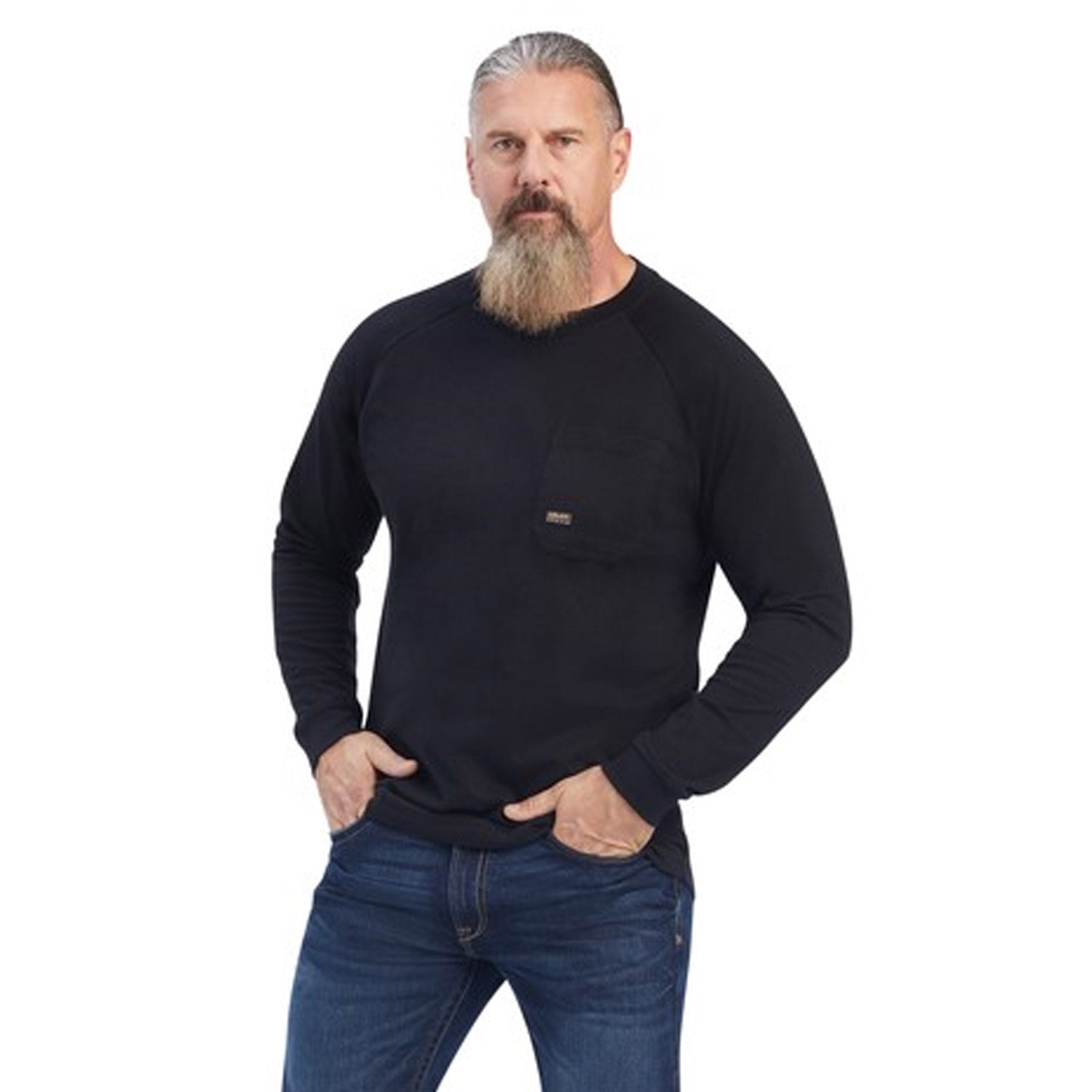 Ariat Men's Rebar Cotton Strong Long Sleeve T-Shirt_Black - Work World - Workwear, Work Boots, Safety Gear