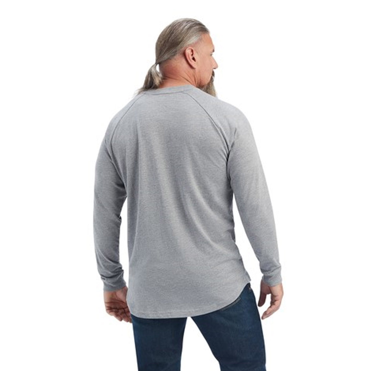 Ariat Men&#39;s Rebar Cotton Strong Long Sleeve T-Shirt_Heather Grey - Work World - Workwear, Work Boots, Safety Gear