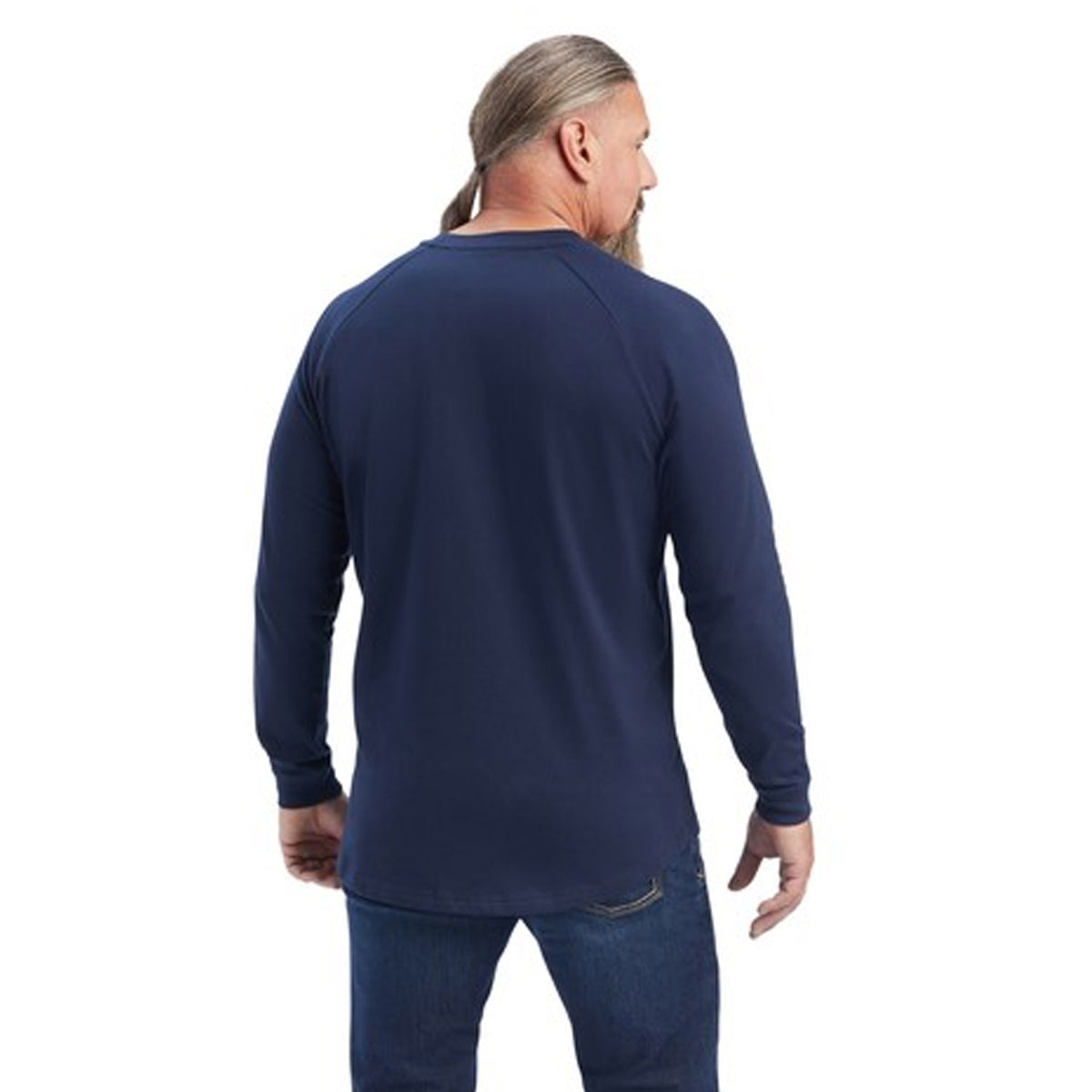 Ariat Men&#39;s Rebar Cotton Strong Long Sleeve T-Shirt_Navy - Work World - Workwear, Work Boots, Safety Gear
