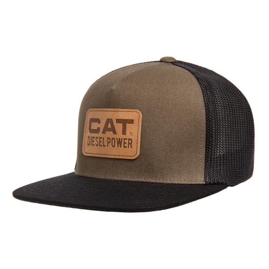CAT Men&#39;s Leather Diesel Power Flat Bill Hat - Work World - Workwear, Work Boots, Safety Gear