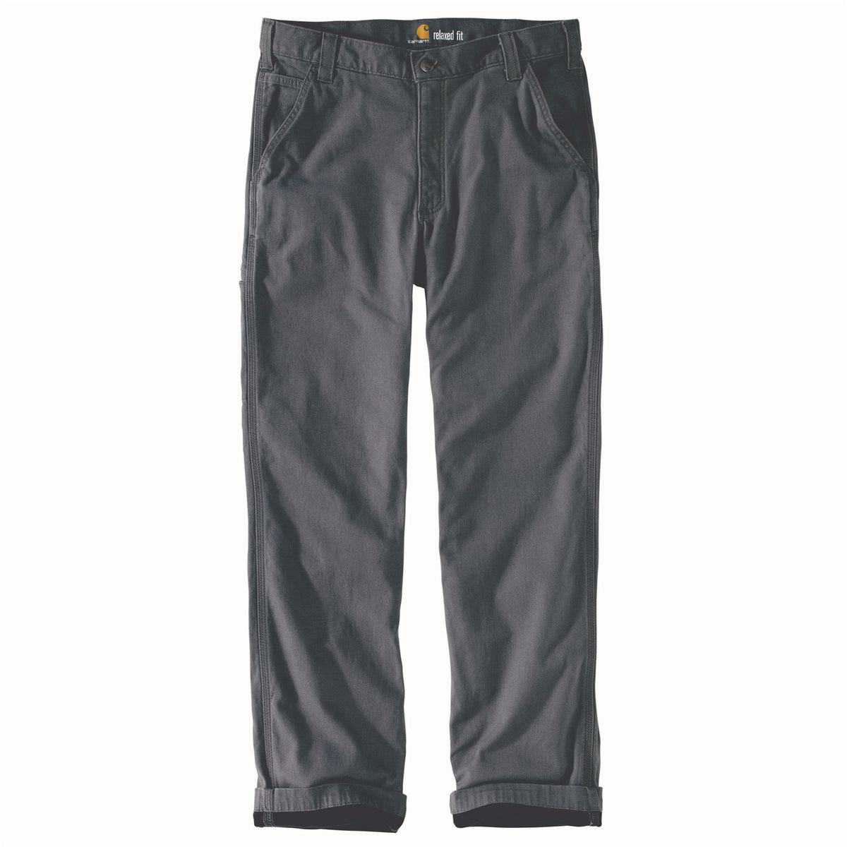 Carhartt Men&#39;s Rigby Flannel-Lined Dungaree_Gravel - Work World - Workwear, Work Boots, Safety Gear