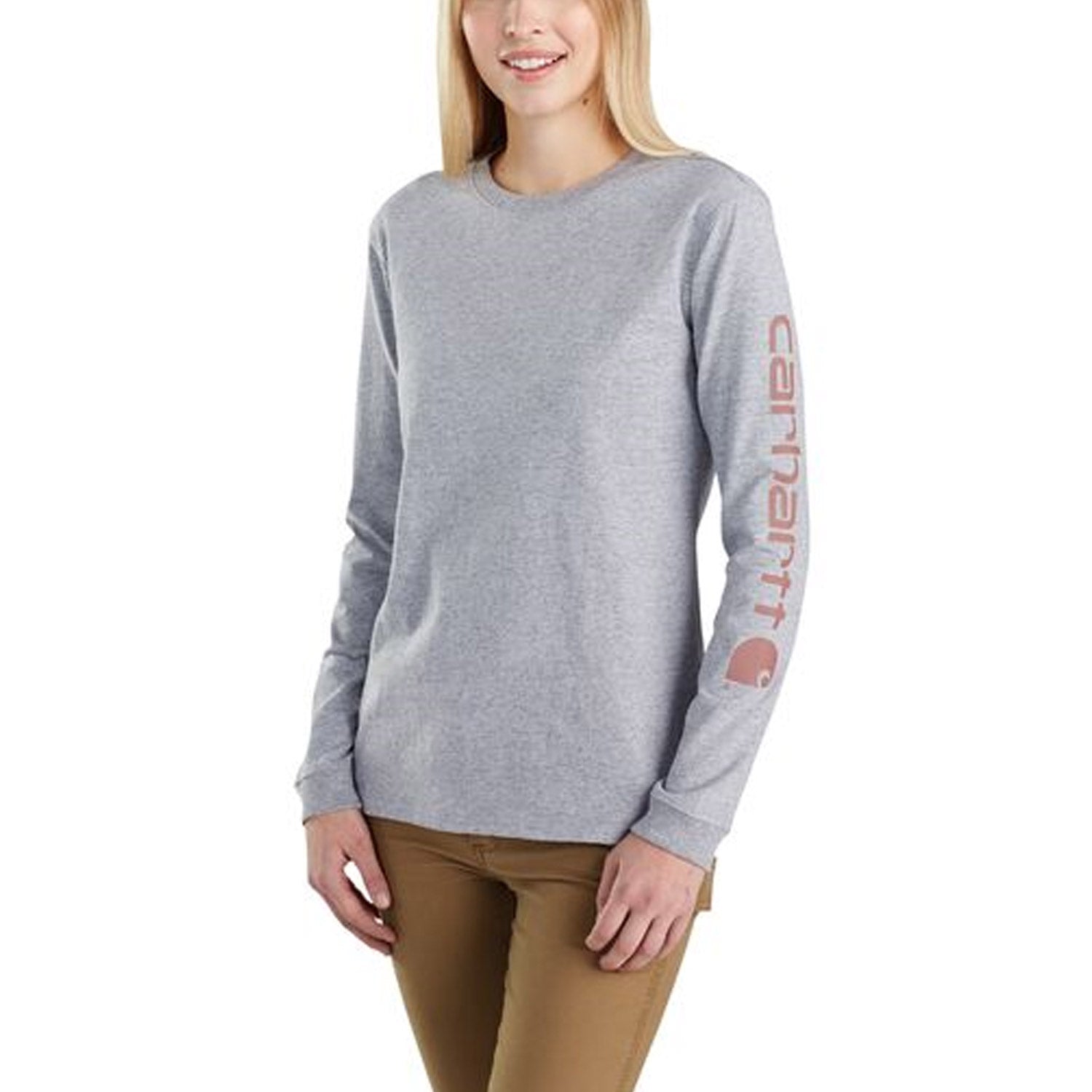 Carhartt Women's Heavyweight Long Sleeve Logo T-Shirt_Heather Grey - Work World - Workwear, Work Boots, Safety Gear