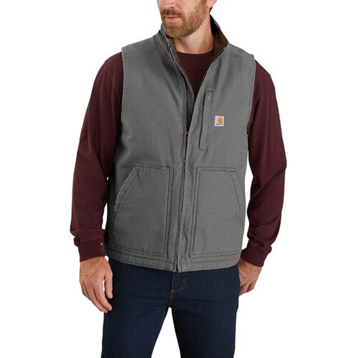 Carhartt Men&#39;s Washed Duck Mock Neck Vest - Work World - Workwear, Work Boots, Safety Gear