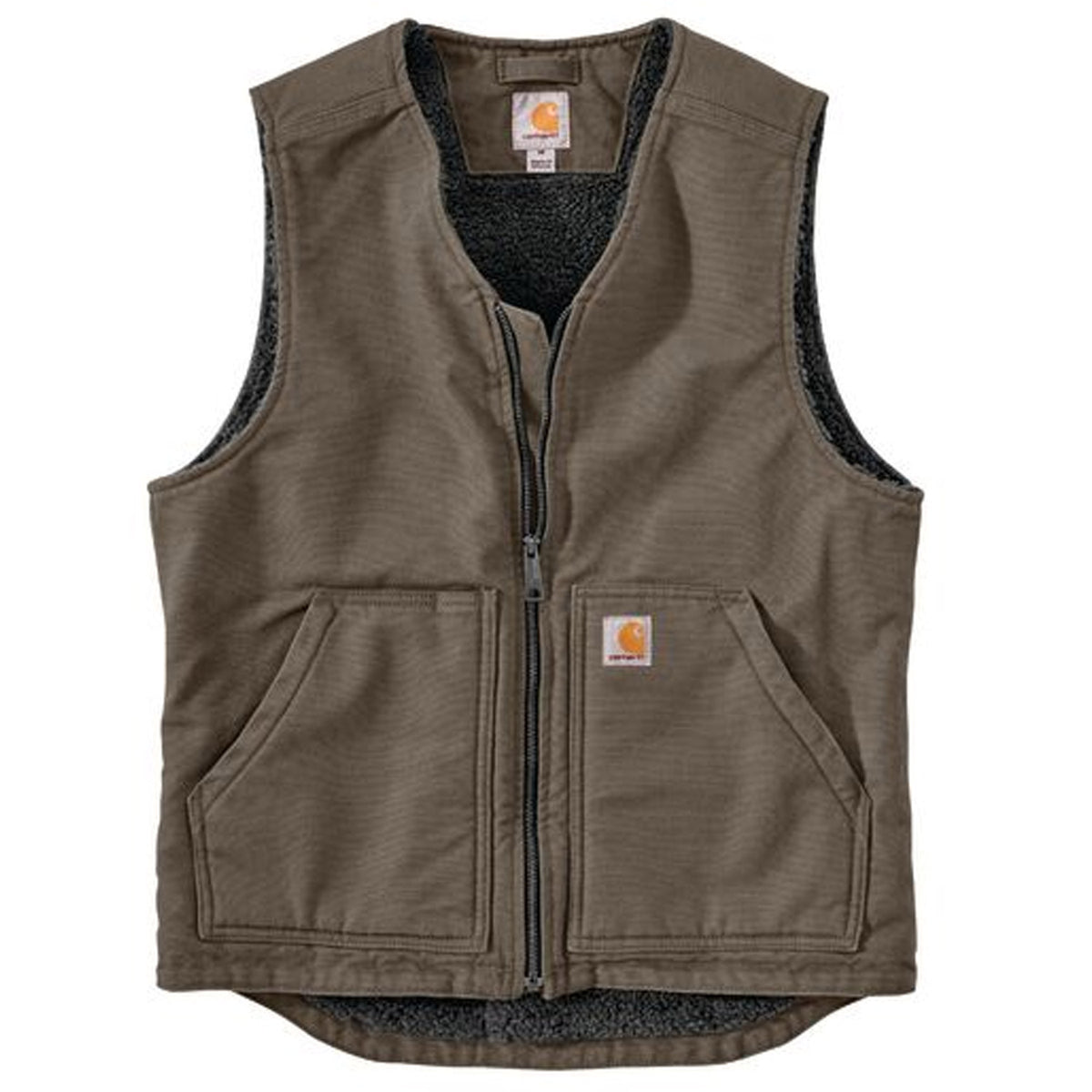 Carhartt Men&#39;s Washed Duck Sherpa Lined Vest - Work World - Workwear, Work Boots, Safety Gear