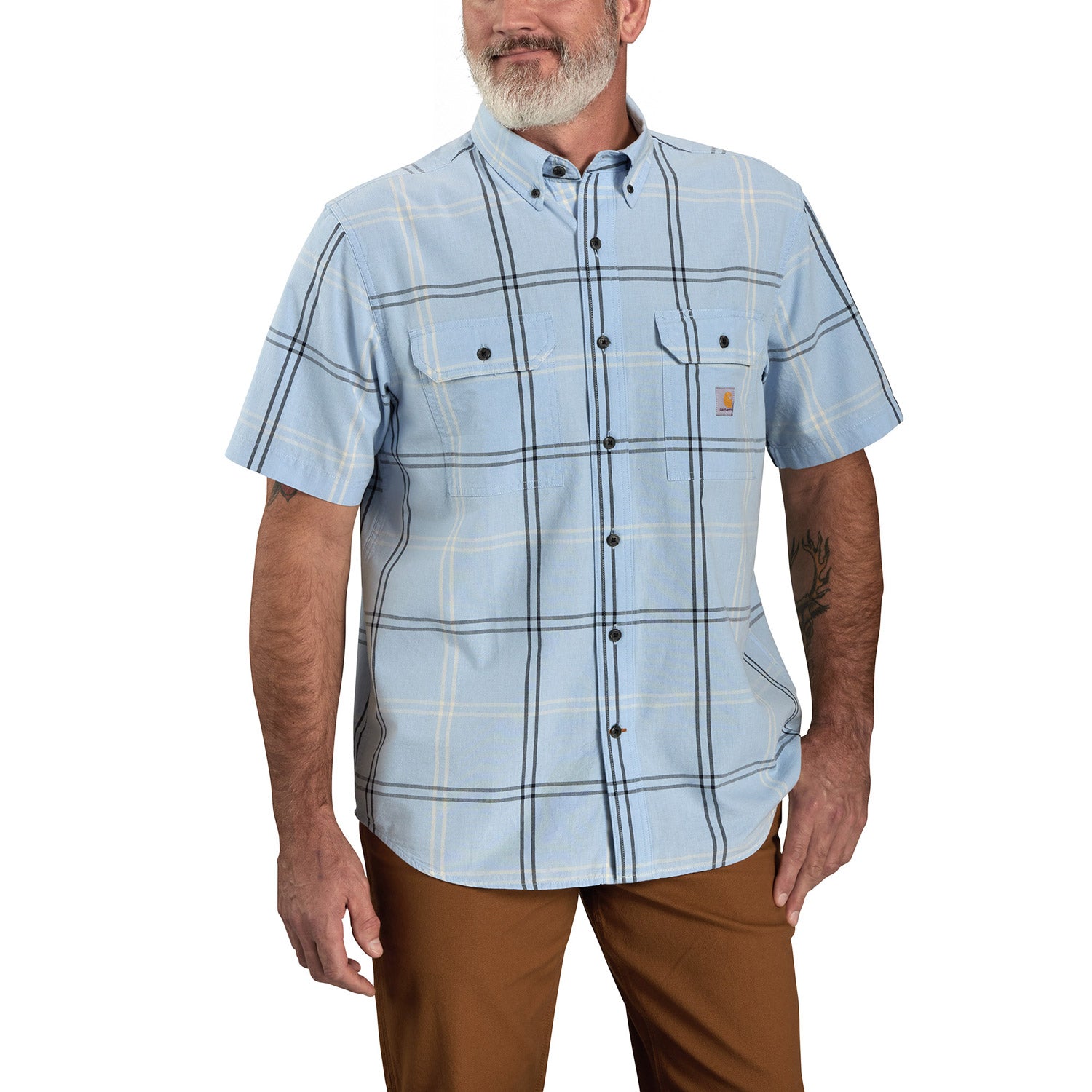Carhartt Men's Loose Fit Button-Down Short Sleeve Plaid Work Shirt - Work World - Workwear, Work Boots, Safety Gear