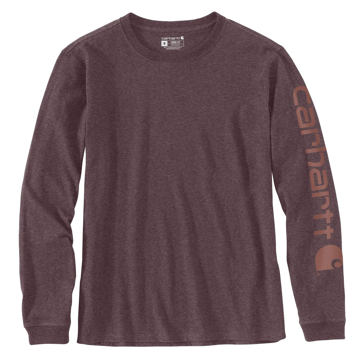 Carhartt Women&#39;s Heavyweight Long Sleeve Logo T-Shirt_Blackberry Heather - Work World - Workwear, Work Boots, Safety Gear
