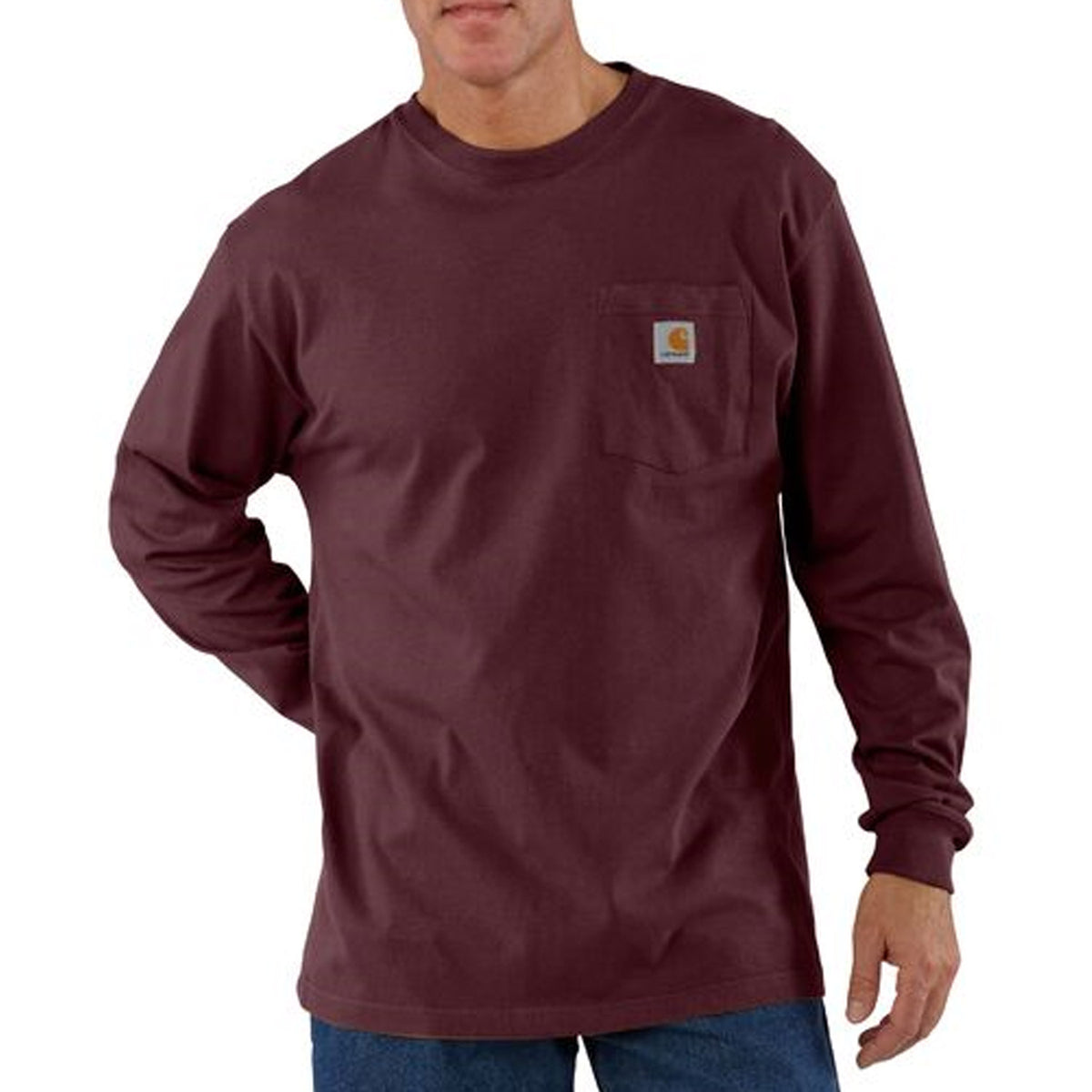 Carhartt Men&#39;s Long Sleeve Pocket T-Shirt_Port - Work World - Workwear, Work Boots, Safety Gear