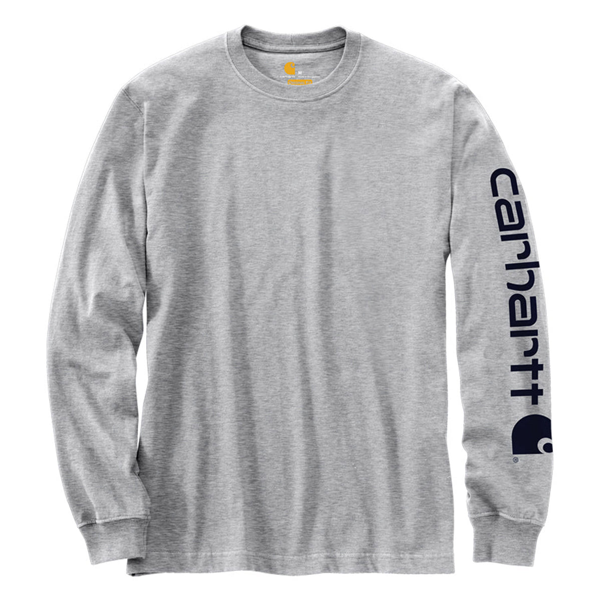 Carhartt Men&#39;s Signature Logo Long Sleeve T-Shirt_Heather Grey - Work World - Workwear, Work Boots, Safety Gear