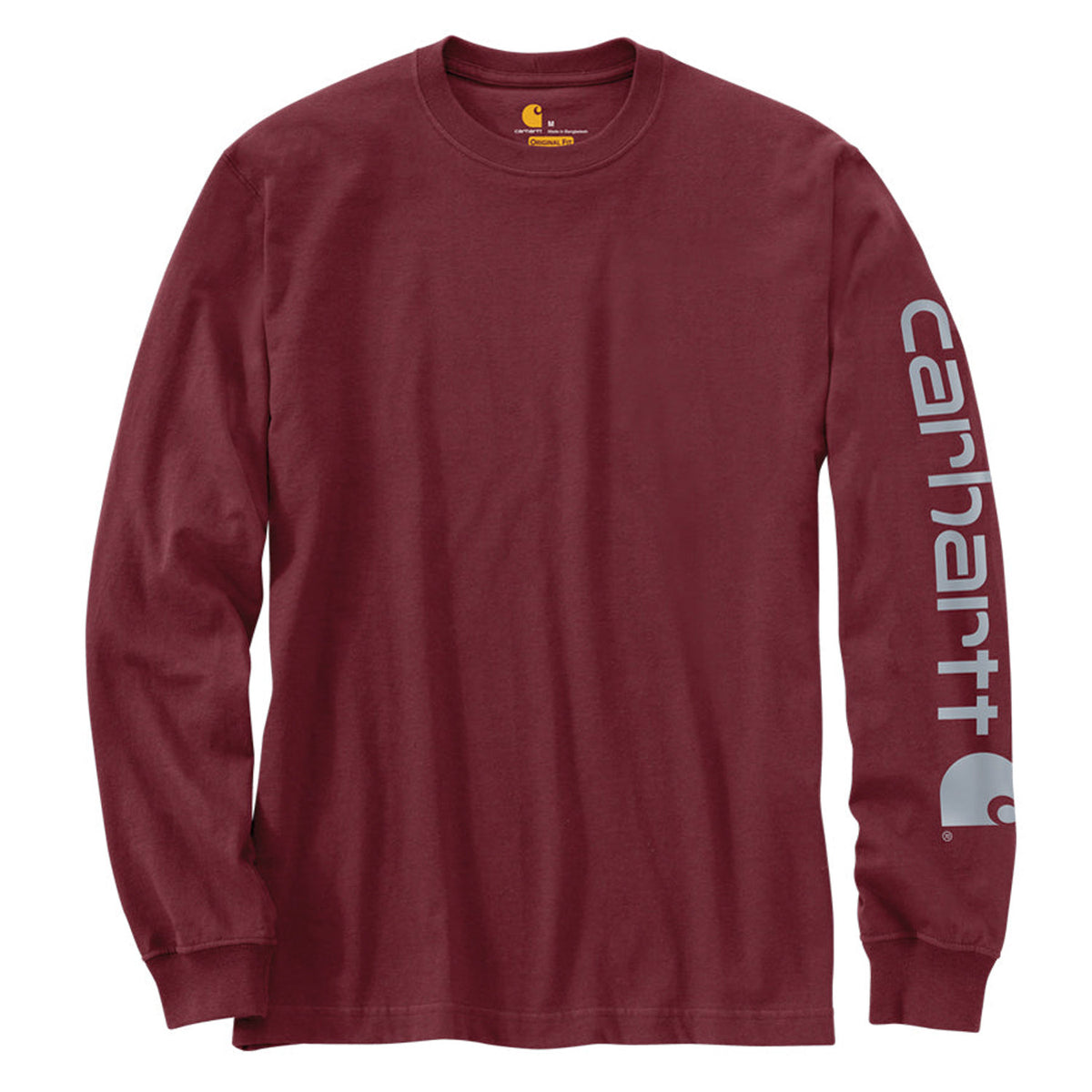 Carhartt Men&#39;s Signature Logo Long Sleeve T-Shirt_Port - Work World - Workwear, Work Boots, Safety Gear