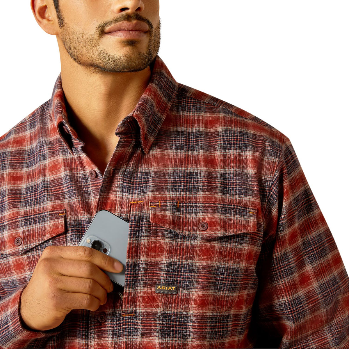 Ariat Men&#39;s Rebar Flannel DuraStretch Button-Down Work Shirt - Work World - Workwear, Work Boots, Safety Gear