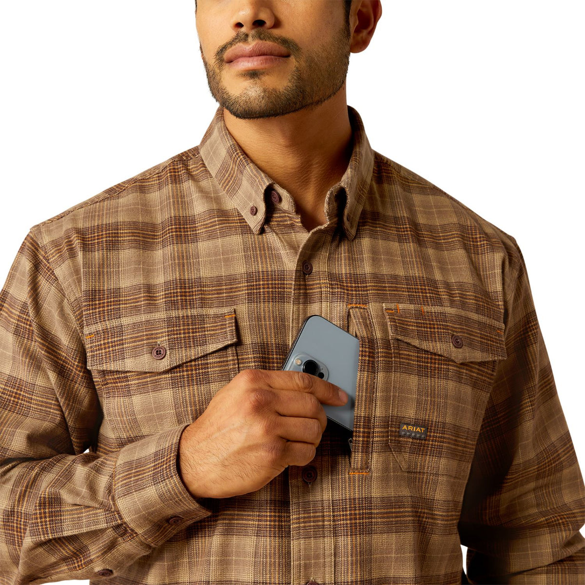 Ariat Men&#39;s Rebar Flannel DuraStretch Button-Down Work Shirt - Work World - Workwear, Work Boots, Safety Gear