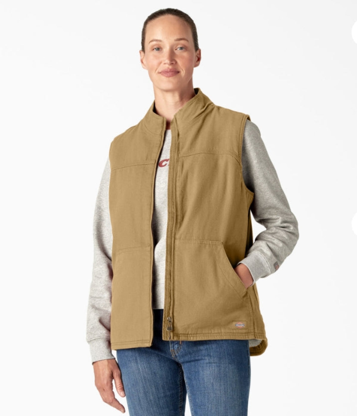 Dickies Women&#39;s Sherpa-Lined Duck Full-Zip Vest - Work World - Workwear, Work Boots, Safety Gear