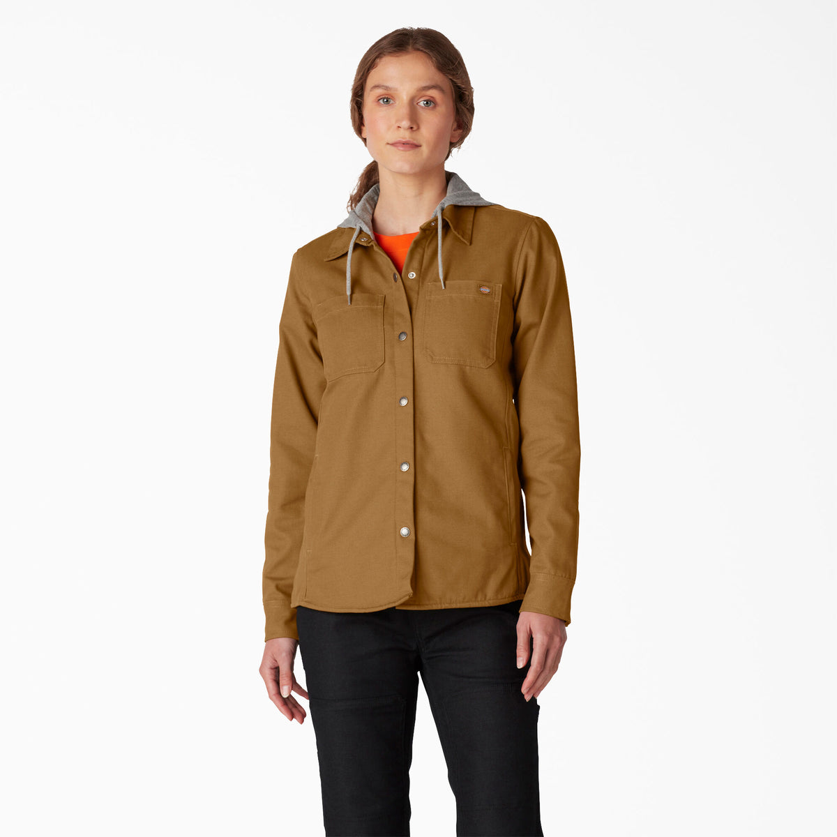 Dickies Women&#39;s Hooded Snap-Up Duck Shirt Jac - Work World - Workwear, Work Boots, Safety Gear