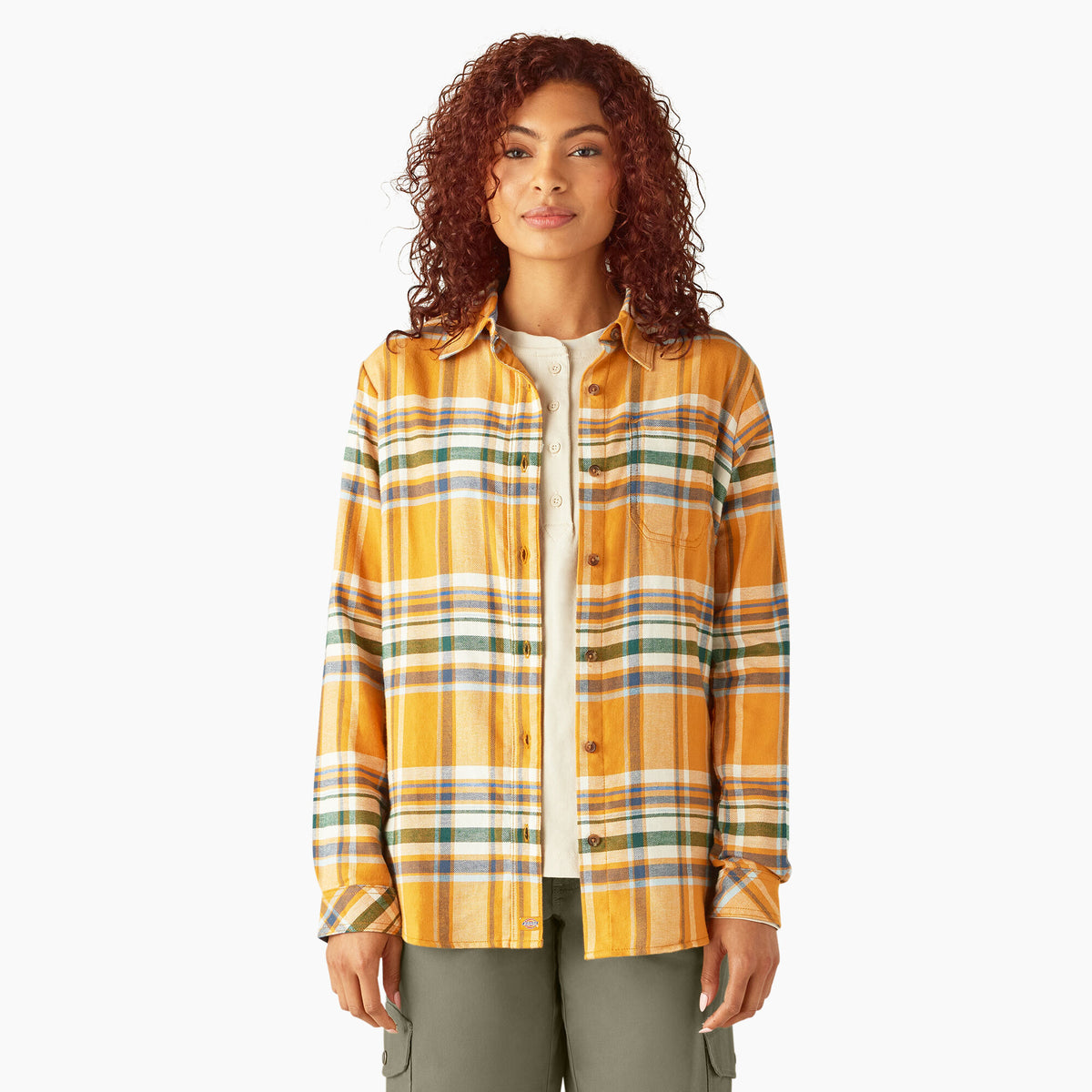 Dickies Women&#39;s Plaid Long Sleeve Flannel Shirt - Work World - Workwear, Work Boots, Safety Gear