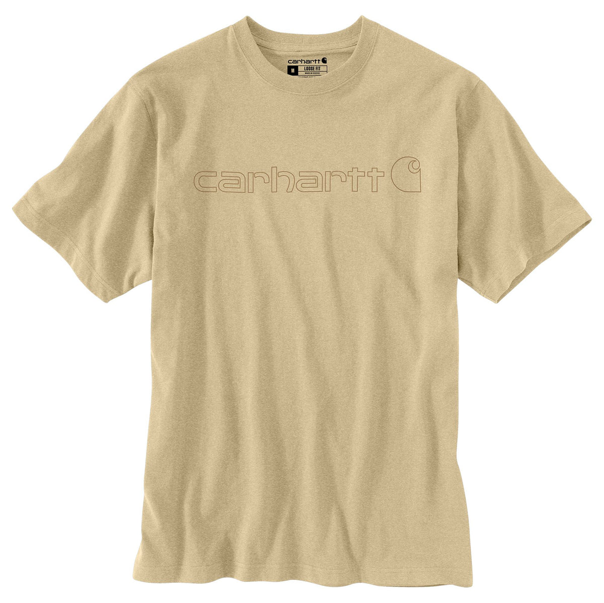 Carhartt Men&#39;s Signature Logo Short Sleeve T-Shirt_Beach Heather - Work World - Workwear, Work Boots, Safety Gear
