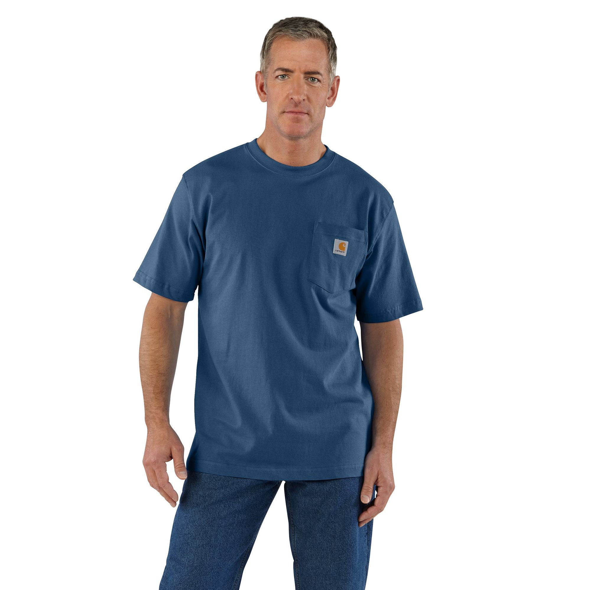 Carhartt Men's Short Sleeve Pocket T-Shirt_Deep Ocean Heather - Work World - Workwear, Work Boots, Safety Gear