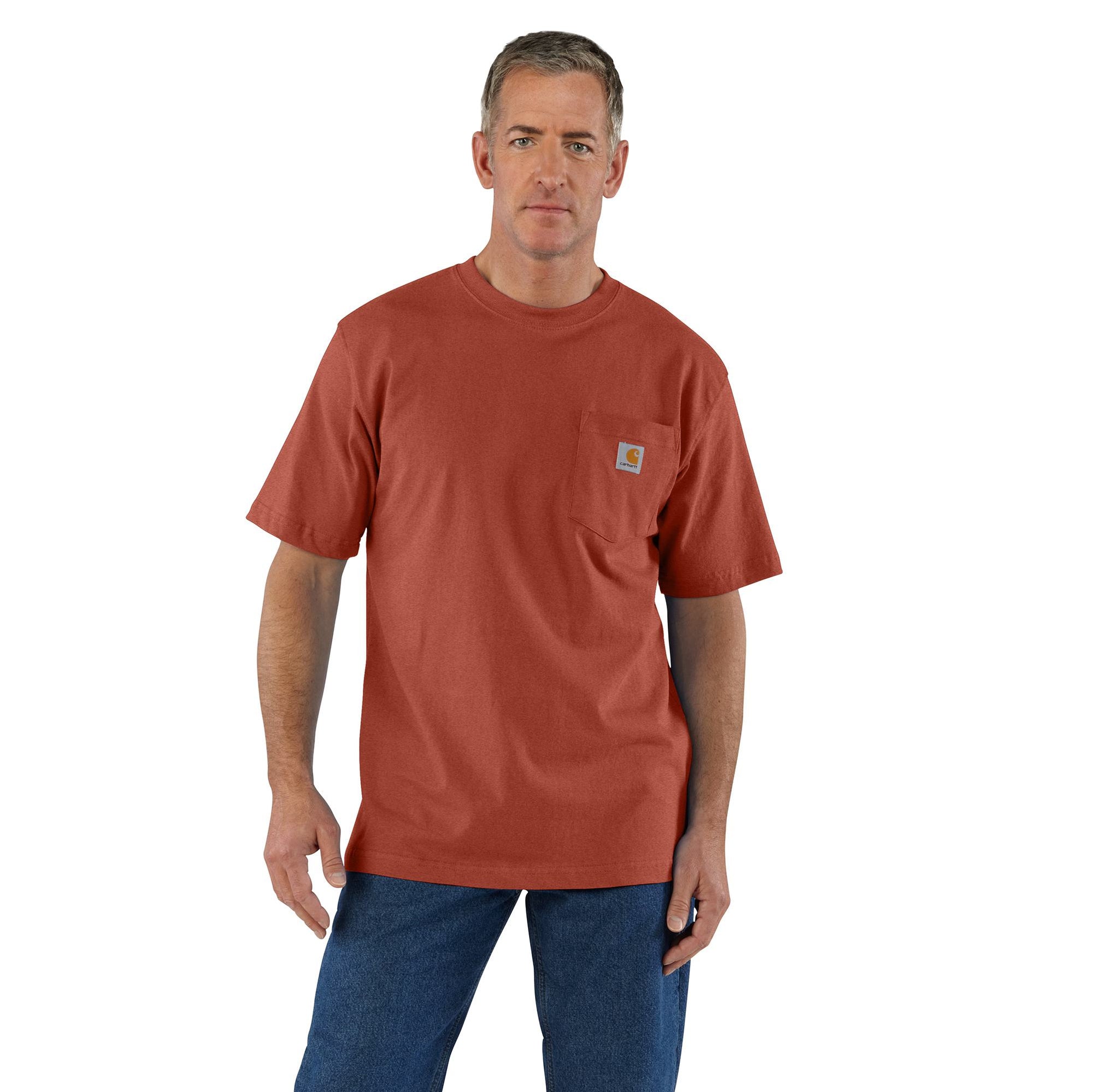 Carhartt Men's Short Sleeve Pocket T-Shirt_Saddle Red Heather - Work World - Workwear, Work Boots, Safety Gear