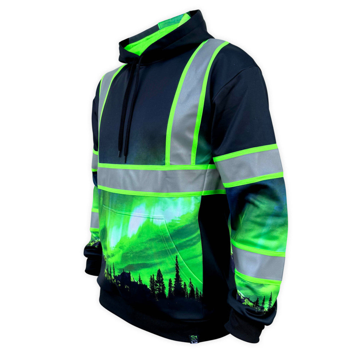 SafetyShirtz Northern Lights Graphic Hi-Vis Hoodie - Work World - Workwear, Work Boots, Safety Gear