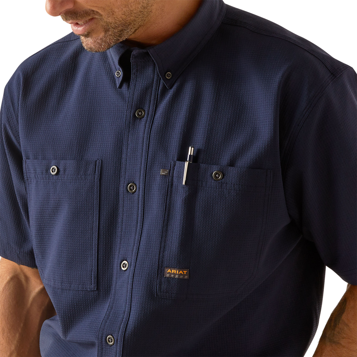 Ariat Men&#39;s Rebar Made Tough 360 AirFlow Short Sleeve Work Shirt - Work World - Workwear, Work Boots, Safety Gear