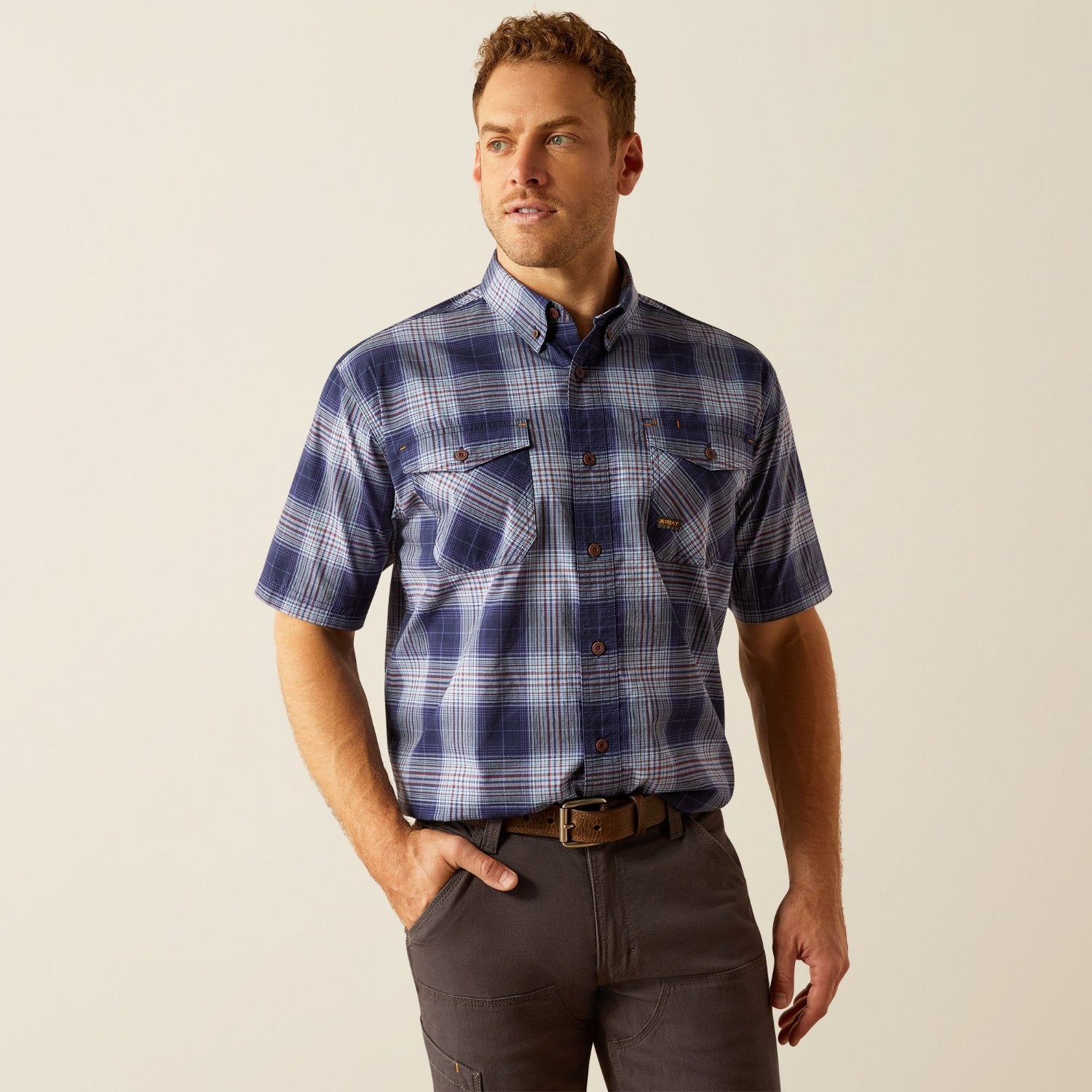 Ariat Men's Made Tough Durastretch Button-Down Short Sleeve Work Shirt - Work World - Workwear, Work Boots, Safety Gear