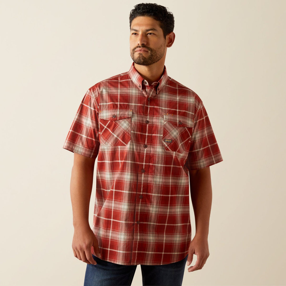 Ariat Men&#39;s Made Tough Durastretch Button-Down Short Sleeve Work Shirt - Work World - Workwear, Work Boots, Safety Gear