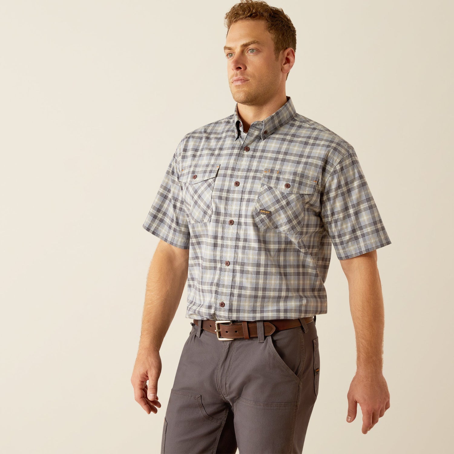 Ariat Men's Made Tough Durastretch Button-Down Short Sleeve Work Shirt - Work World - Workwear, Work Boots, Safety Gear